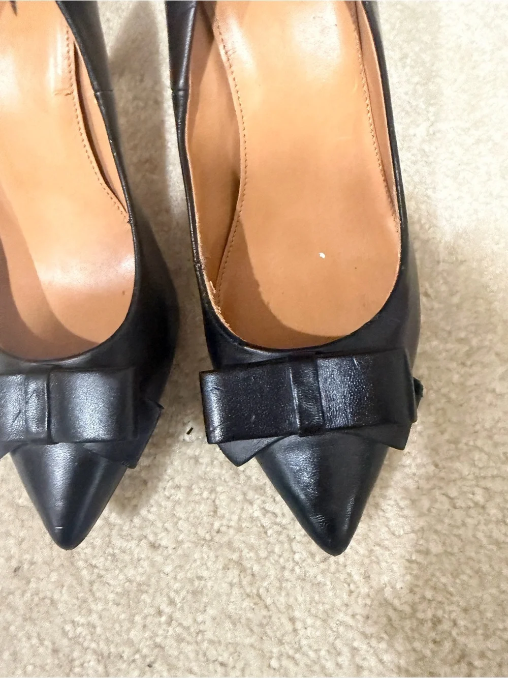 J. Crew Factory Black Pointed-Toe Bow Pumps